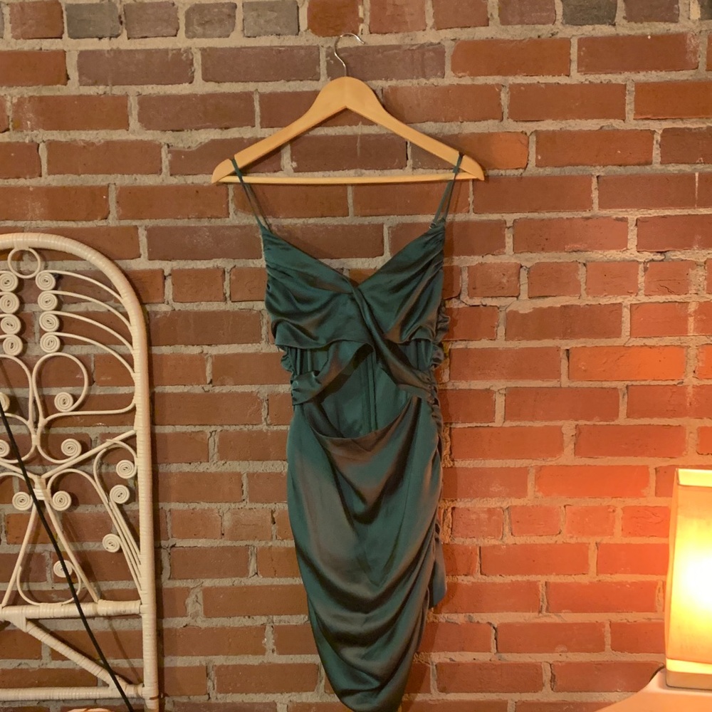 Sleeveless Satin Slip Dress in Teal